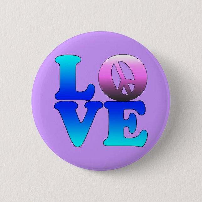 Love with Peace Sign 6 Cm Round Badge (Front)