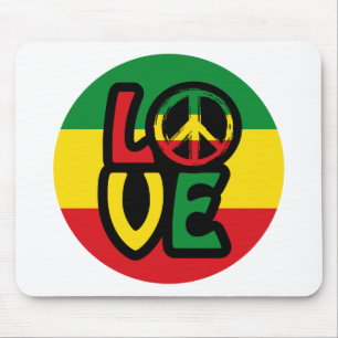 LOVE with peace symbol, reggae style Mouse Pad