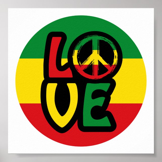 LOVE with peace symbol, reggae style Poster (Front)