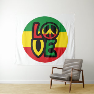 LOVE with peace symbol, reggae style Tapestry