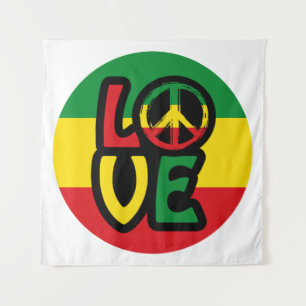 LOVE with peace symbol, reggae style Tapestry
