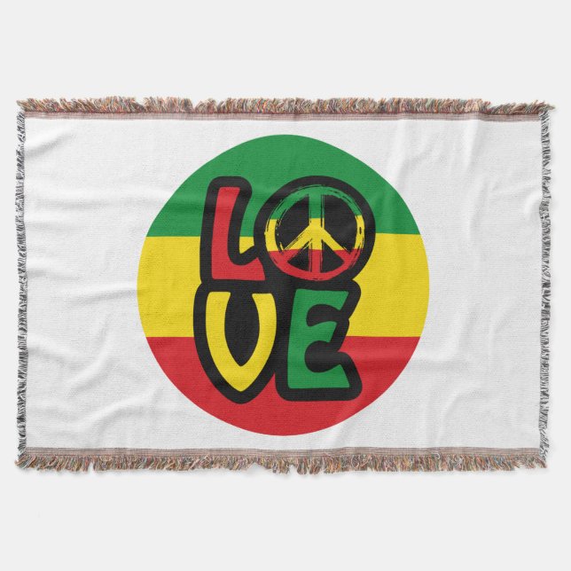 LOVE with peace symbol, reggae style Throw Blanket (Front)