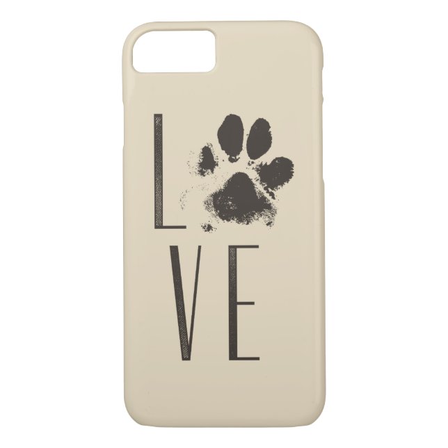 Love with Pet Paw Print Brown Grunge Typography Case-Mate iPhone Case (Back)
