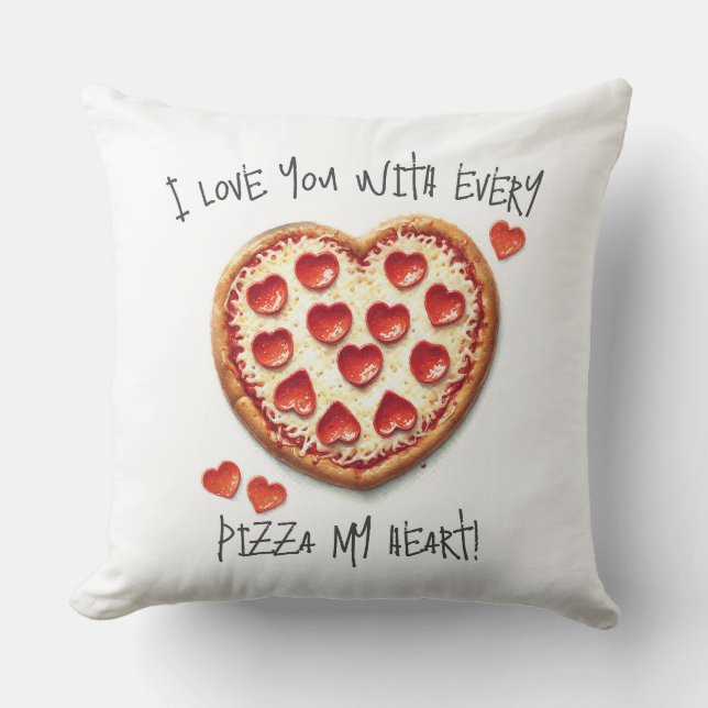 Love With Pizza My Heart Cushion (Front)