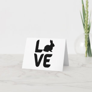 Love with Rabbit Black Design Blank Greeting Card