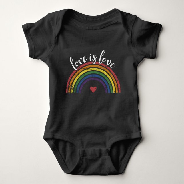 Love with rainbow flag for LGBT pride month Baby Bodysuit (Front)