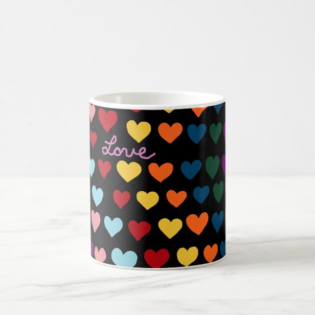 Love With Rainbow of Hearts Coffee Mug (Center)
