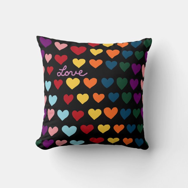Love With Rainbow of Hearts Cushion (Front)