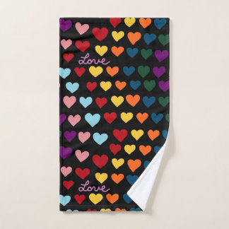 Love With Rainbow of Hearts Hand Towel