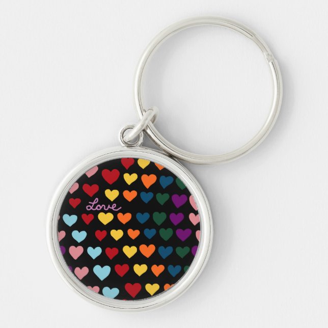 Love With Rainbow of Hearts Key Ring (Front)