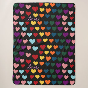 Love With Rainbow of Hearts Sherpa Blanket