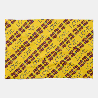 "Love" with red/blue flowers Tea Towel