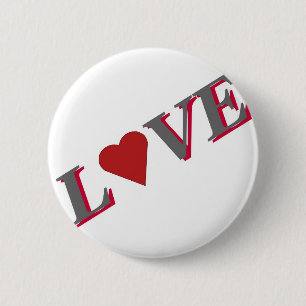 Love with Red Heart 6 Cm Round Badge