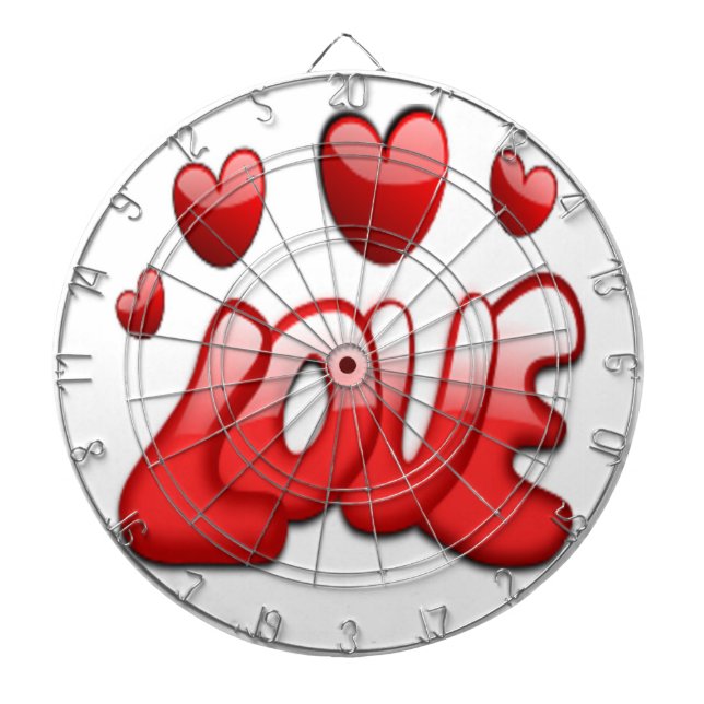 LOVE WITH RED HEARTS DARTBOARD (Front)