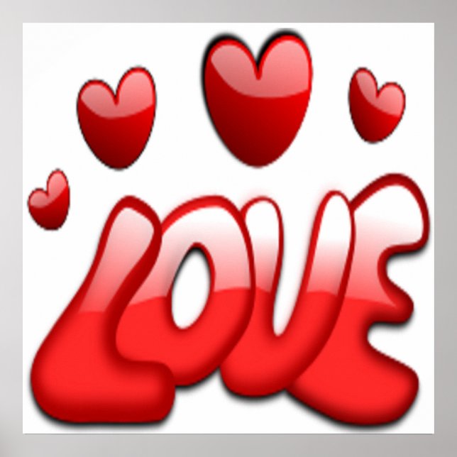 LOVE WITH RED HEARTS POSTER (Front)