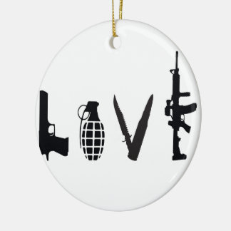 Love with Weapons Ceramic Tree Decoration
