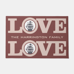 LOVE with YOUR 2 PHOTOS & TEXT custom floor mats