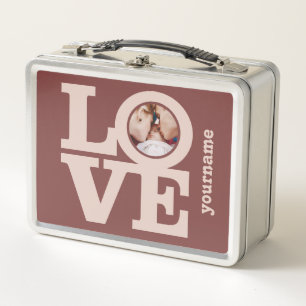 LOVE with YOUR PHOTO & NAME Metal Lunch Box