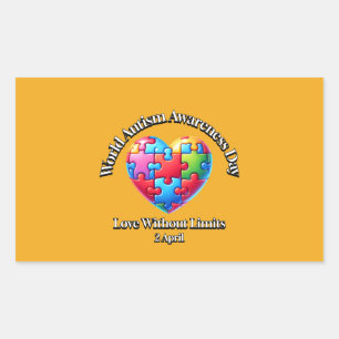 Love Without Limits. World Autism Awareness Day.  Rectangular Sticker