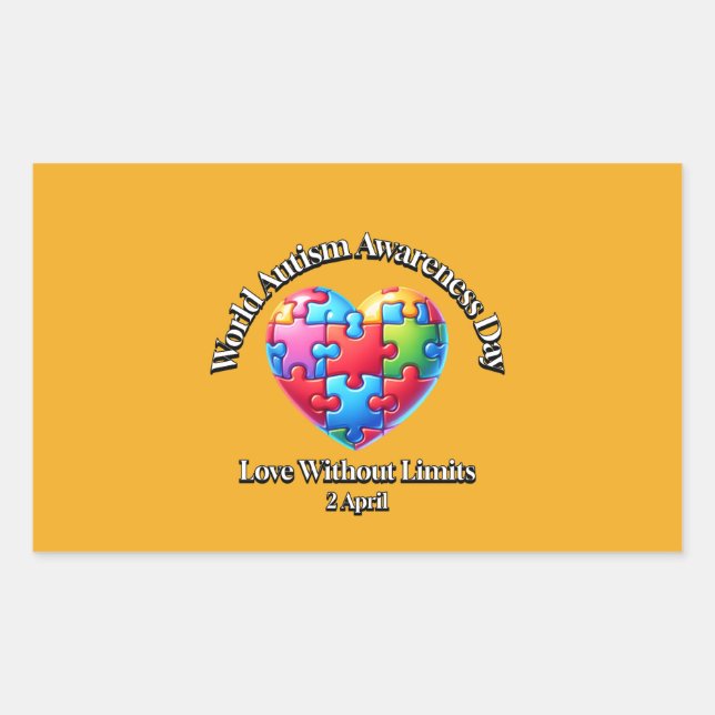 Love Without Limits. World Autism Awareness Day.  Rectangular Sticker (Front)
