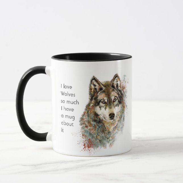 Love Wolves Dogs So Much Fun Quote Mug (Left)