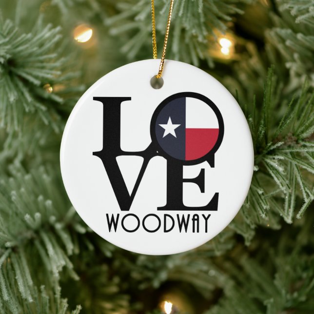 LOVE Woodway Texas Ceramic Ornament (Tree)
