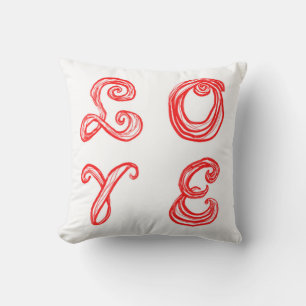 LOVE word art fabric font red letters Cushion