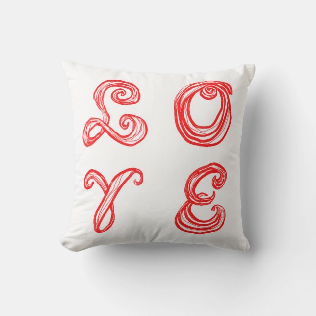 LOVE word art fabric font red letters Cushion (Front)