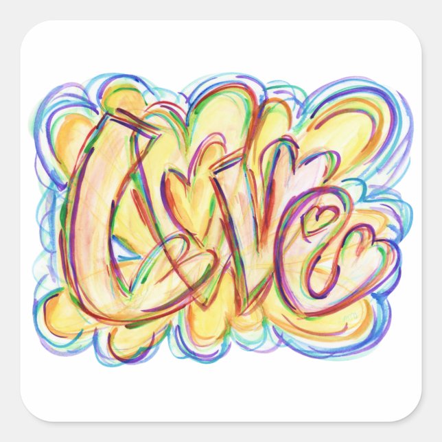 Love Word Art Hearts Custom Decal Sticker (Front)
