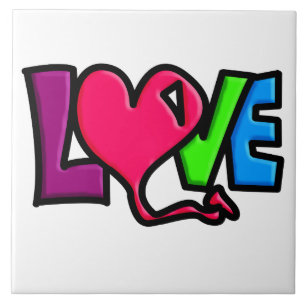 Love Word Art Typography Ceramic Tile