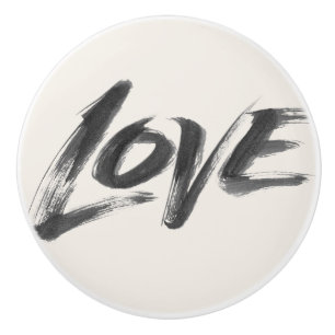 LOVE Word Calligraphy Brush Lettering Elegant  Ceramic Knob