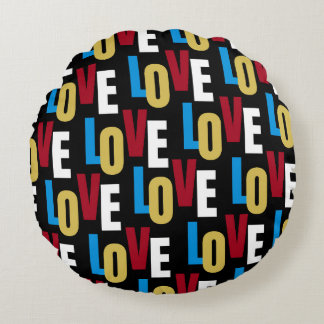 Love word pattern round cushion