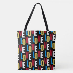 Love word pattern tote bag
