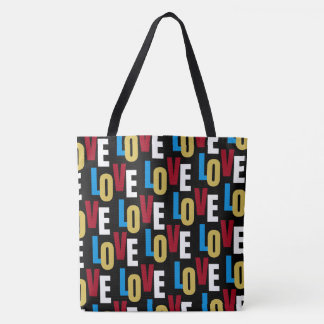 Love word pattern tote bag