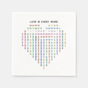Love Word Quest - Heart Puzzle - I Love You Napkin