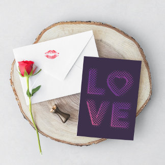 Love word with heart shapes. card