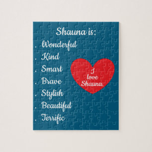 Love & Words - Deep Sea Blue with Large Heart: Jigsaw Puzzle