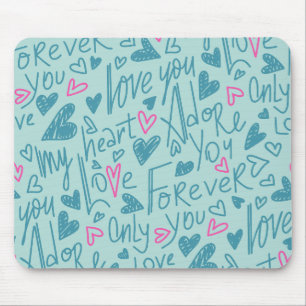 Love Words & Hearts Mouse Pad