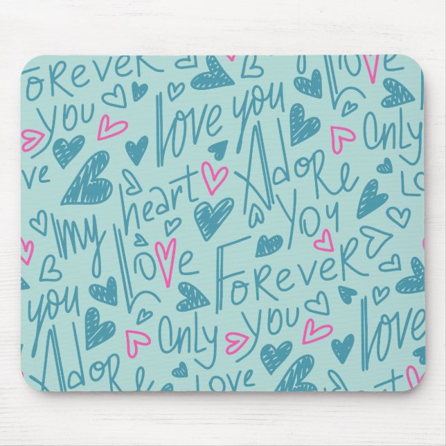  Love Words & Hearts Mouse Pad (Front)