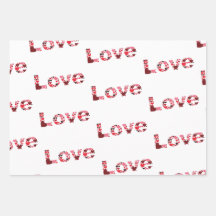 LOVE Wrapping Paper Flat Sheet Set of 3