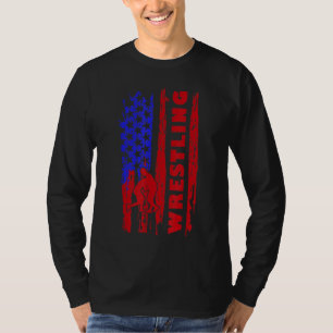 Love Wrestling American Flag Wrestling Coaches T-Shirt