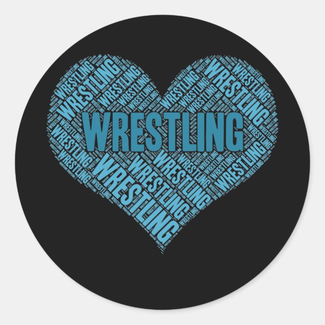 Love Wrestling Dad word cloud heart  Classic Round Sticker (Front)