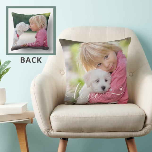 LOVE Writing 1-2 Photo Handwritten Heart Cushion (Creator Uploaded)