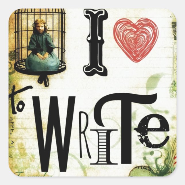 Love Writing Square Sticker (Front)