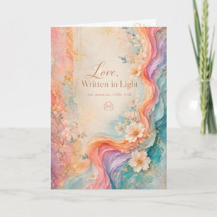 Love Written in Light Floral Wedding Greeting Card