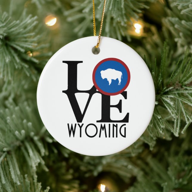 LOVE Wyoming Ceramic Ornament (Tree)