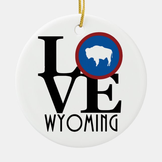 LOVE Wyoming Ceramic Ornament (Front)