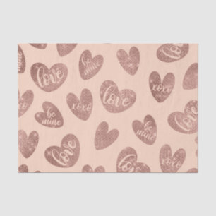 Love XOXO Be Mine Rose Gold Pink Glitter Hearts Tissue Paper