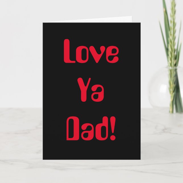 Love Ya Dad Red Black 70s Fathers Day Card (Front)
