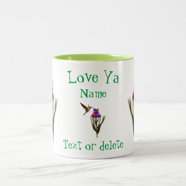 Love Ya Hummingbird Iris Personalised  Two-Tone Coffee Mug (Center)